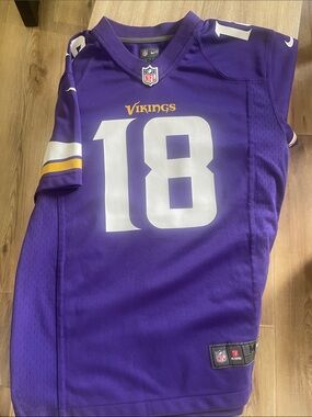 Nike Purple Minnesota Vikings #18 Football Jersey with White Accents